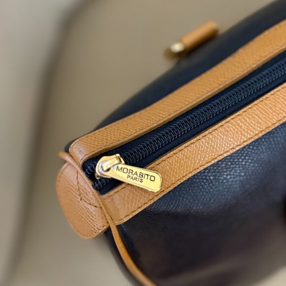 VTG Auth MORABITO FRANCE Black Textured Leather Boston Satchel Bag - Picture 5 of 8